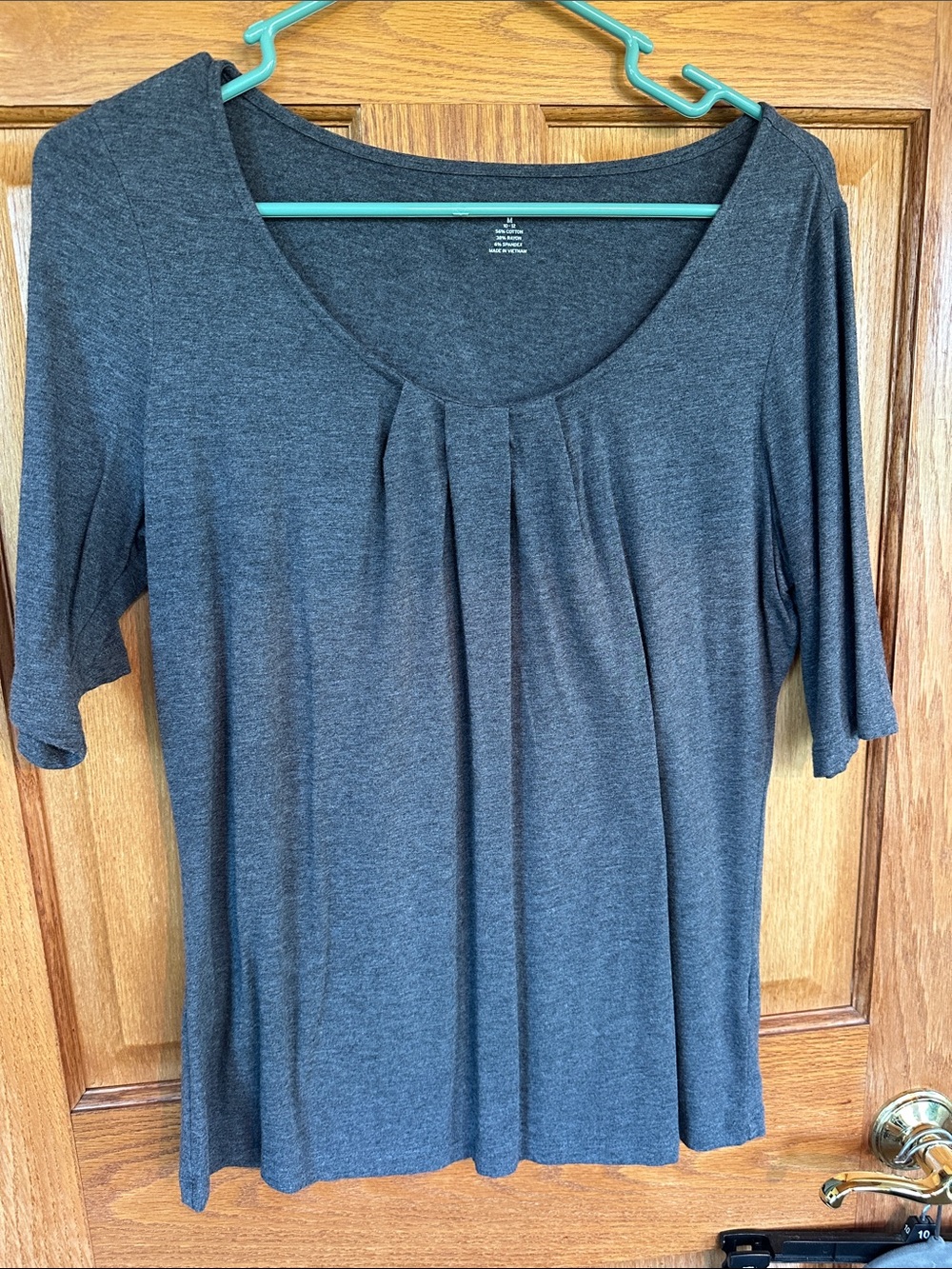 Lands’ End Charcoal Pleat Neck Tshirt